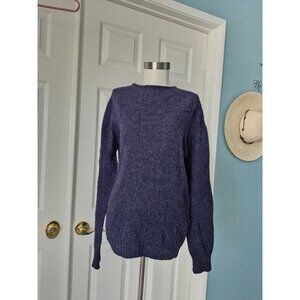 Howlin Women CrewNeck 100% Pure New Wool Fuzzy Sweater Blue/purple Sz M Scotland